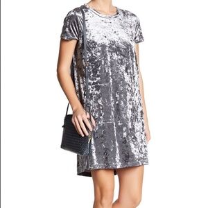 NWT Bobeau Short Sleeve Velvety Silver Dress, size Large
